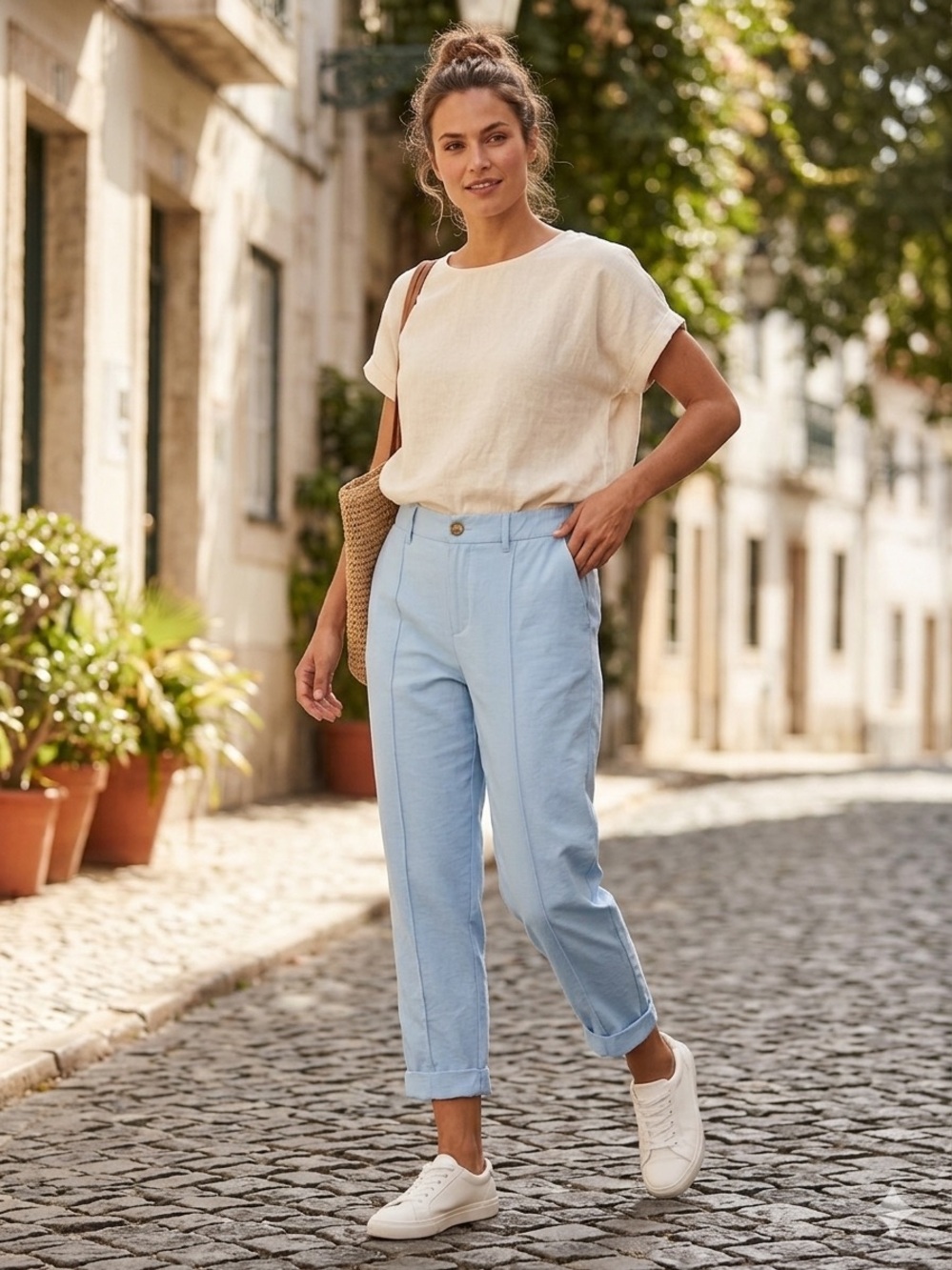a new day Light Blue Cropped‎ Straight-Leg Jeans